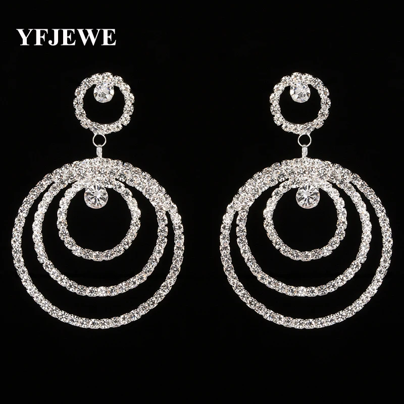 

YFJEWE New Silver Color Long Crystal Tassel Dangle Earrings for Women Bar Wedding Drop Earing Fashion Jewelry Gifts E300