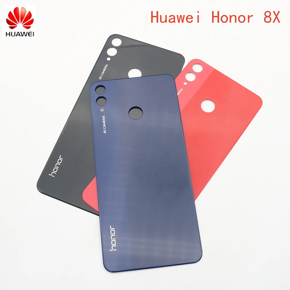 

Original Huwei Honor 8X Back Battery Cover Rear 3D Glass Panel Back Door Housing Case Replacement Part+Adhesive Sticker