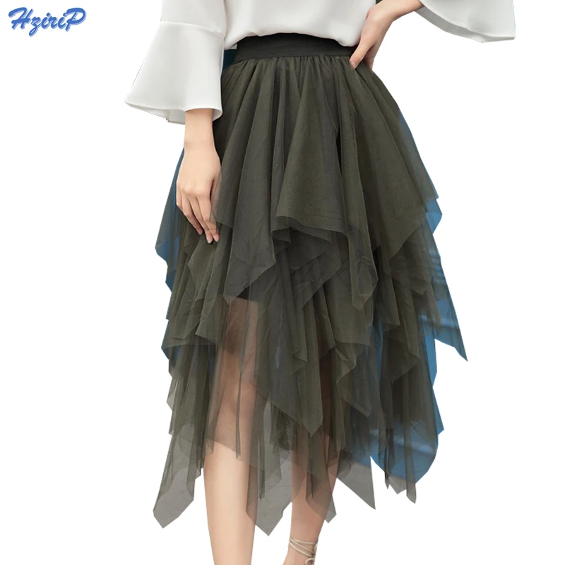 Hot Sale Summer Maxi Skirt 2017 Women Sexy Long Skirts Fashion Solid Mesh Tulle Skirt Elegant