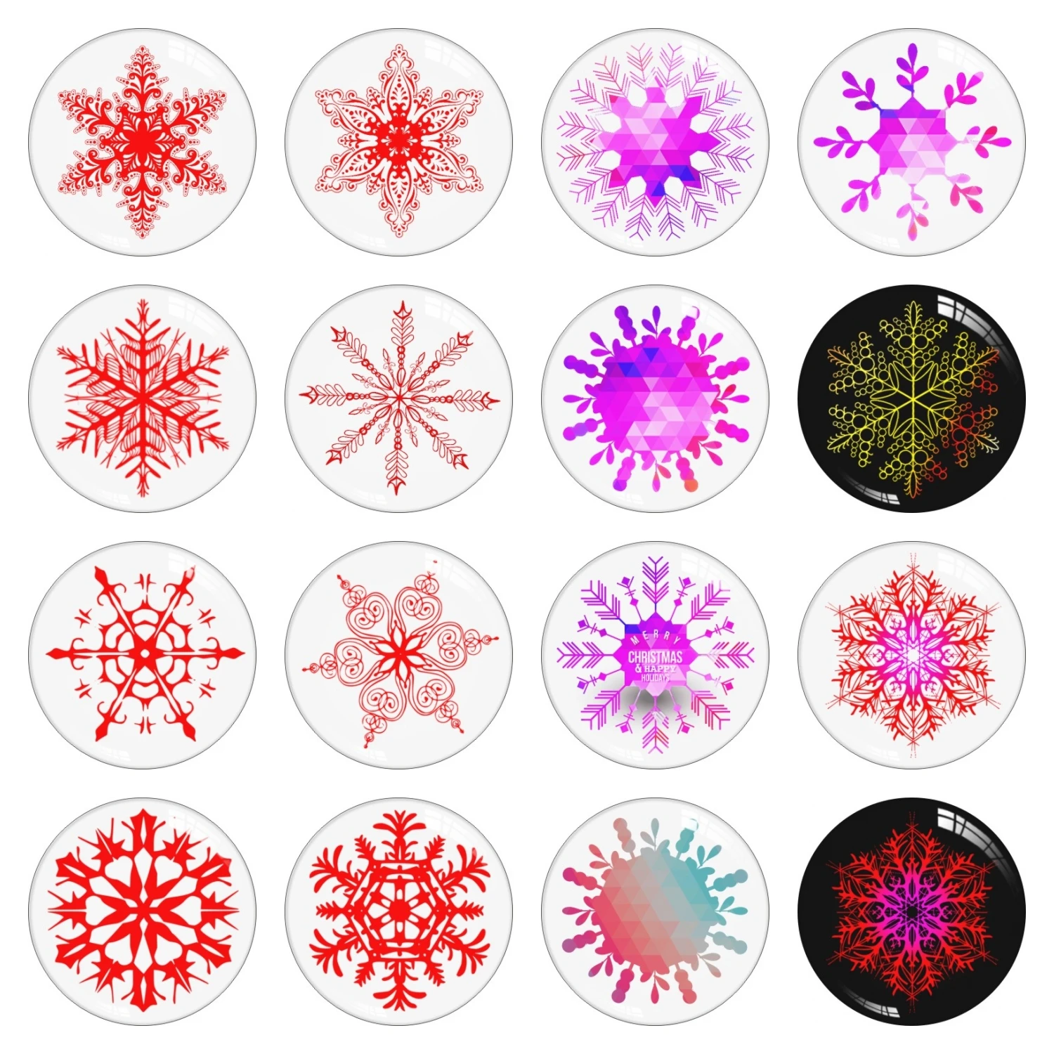 

10mm 12mm 14mm 16mm 18mm 20mm 25mm 30mm Handmade Round Shape Snowflake Photo Glass Cabochons Dome Flat Back Jewelry Findings