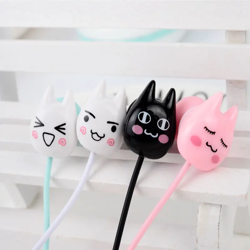 Chiclits Earphone Cute Facial Expression Cartoon Cat In-ear Headset With Mic Earplugs With Storage Box For Xiaomi Android phone Kids Girls Gifts (2)