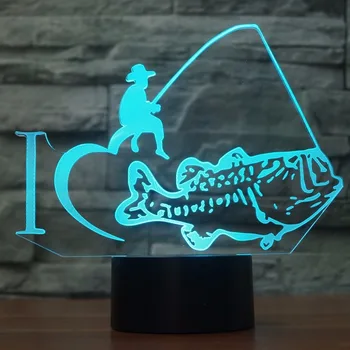 

Creative Fishing 3D Night Light Creative Electric Illusion 3d Lamp LED 7 Color changing USB touch Desk Lamp For Kid's Gift