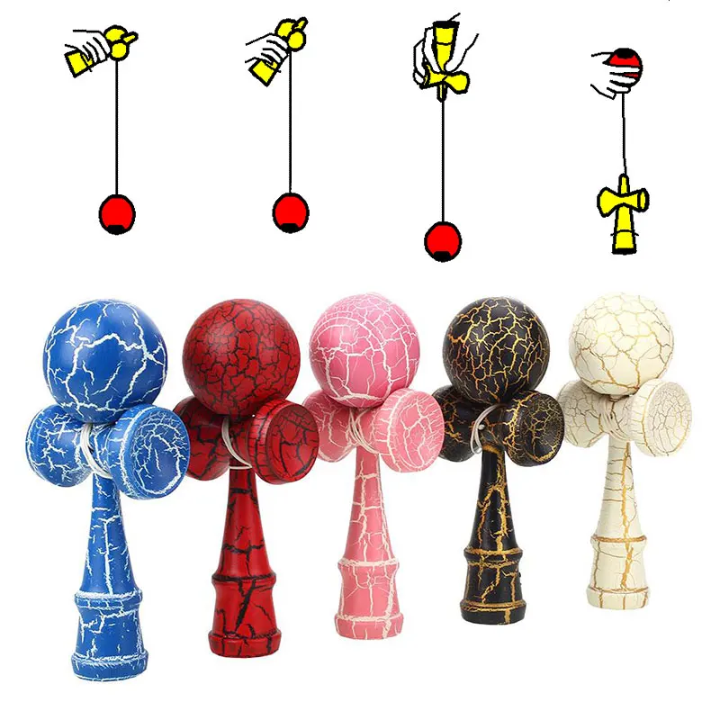 60 мм деревянный шар Kendama Skill Toy Matte Hand-Eye Coordination Lightning красочный привлекательный стержень и мяч детские игрушки мяч