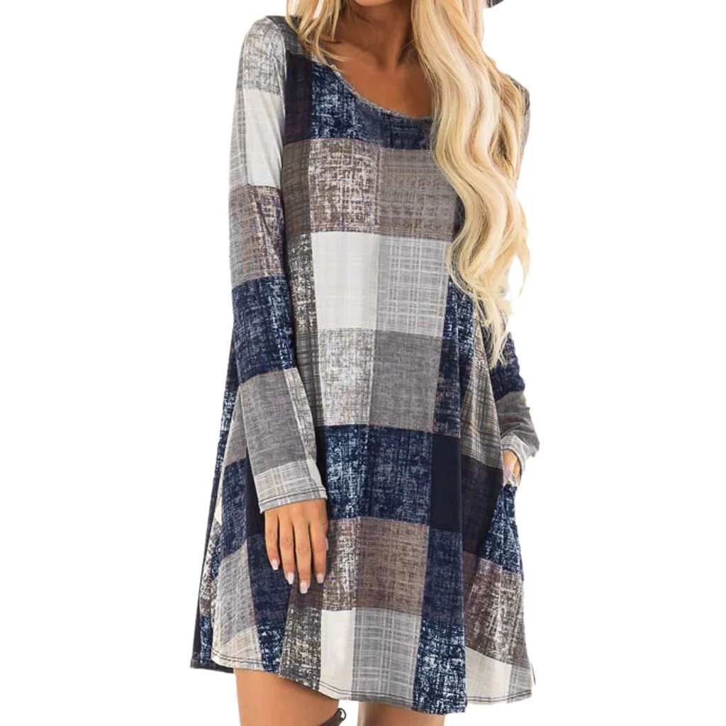 

Summer Dress Women 2019 Sexy Vintage Loose Plaid Hippie Boho Beach Party Jurken Ladies Mini Dress Shirt Vestidos Sundress