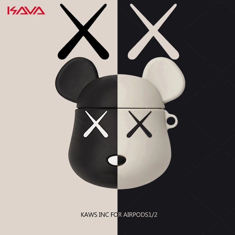 

KAVA Cartoon Bluetooth Headset Box for Apple AirPods 1 2 lovely Mickey Mouse Anti-drop soft TPU Wireless Earphone Charging Cover