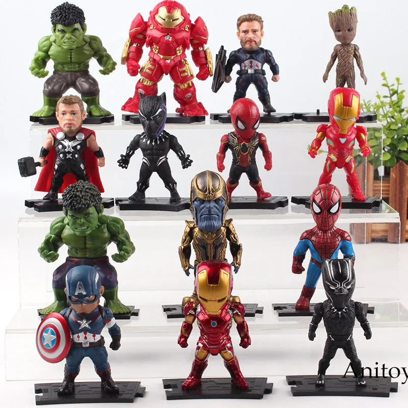Avengers Marvel Action Figures Iron Man Thanos Captain America Hulk Hulkbuster Tree Man Thor Black Panther Spiderman Figure Toys