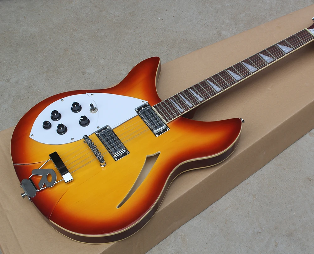 

Factory Custom Left Handed Sunburst Semi-hollow 12 Strings Electric Guitar,Rosewood Fingerboard,Chrome Hardware,Offer Customized