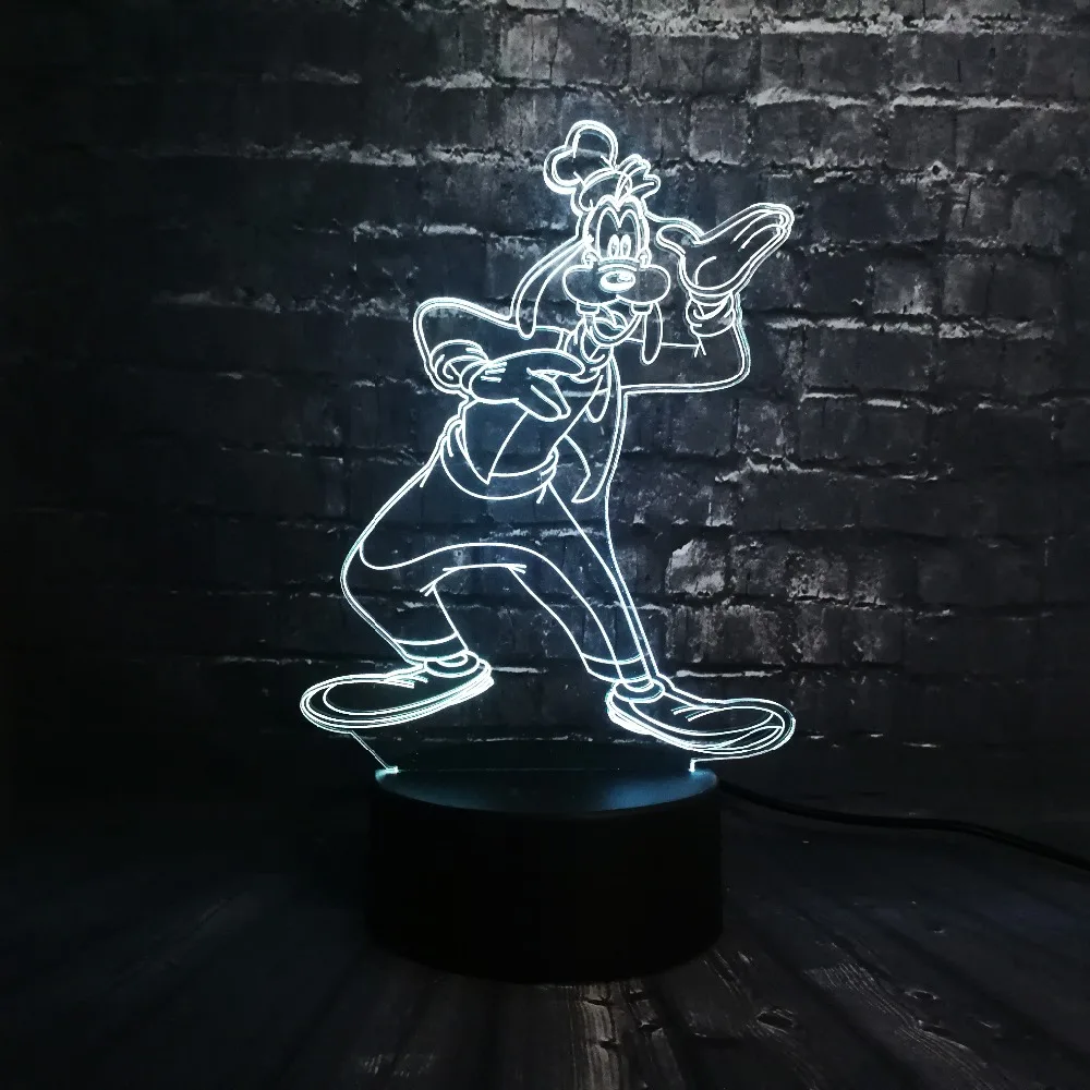 Милый 3D мультфильм Гуфи блеск светодиодный 7 цветов изменить прикроватной тумбочке Декор USB Remote Charge настольный ночник дети подарок на день