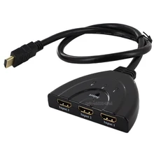 50 шт./лот* 3 порта HDMI сплиттер sp1080P 3D коммутатор 3x1 автоматический переключатель 3-в-1 с 50 см конвертер разветвитель 1 в 3 выхода кабель