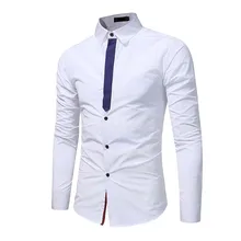 Горячая Мужское пальто рубашка лента Сращивание облегающий повседневный рубашка с длинным рукавом мужская одежда однобортные рубашки