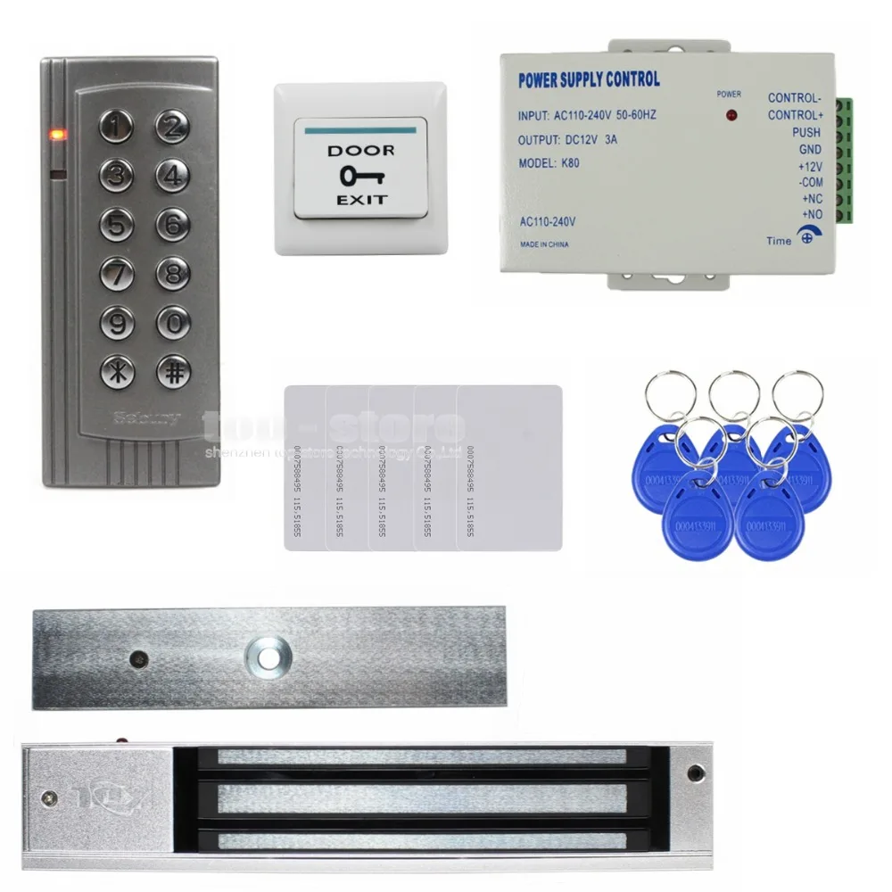 

DIYSECUR RFID 125KHz Reader Password Keypad Access Control System Security Kit + Electric Magnetic Door Lock K4