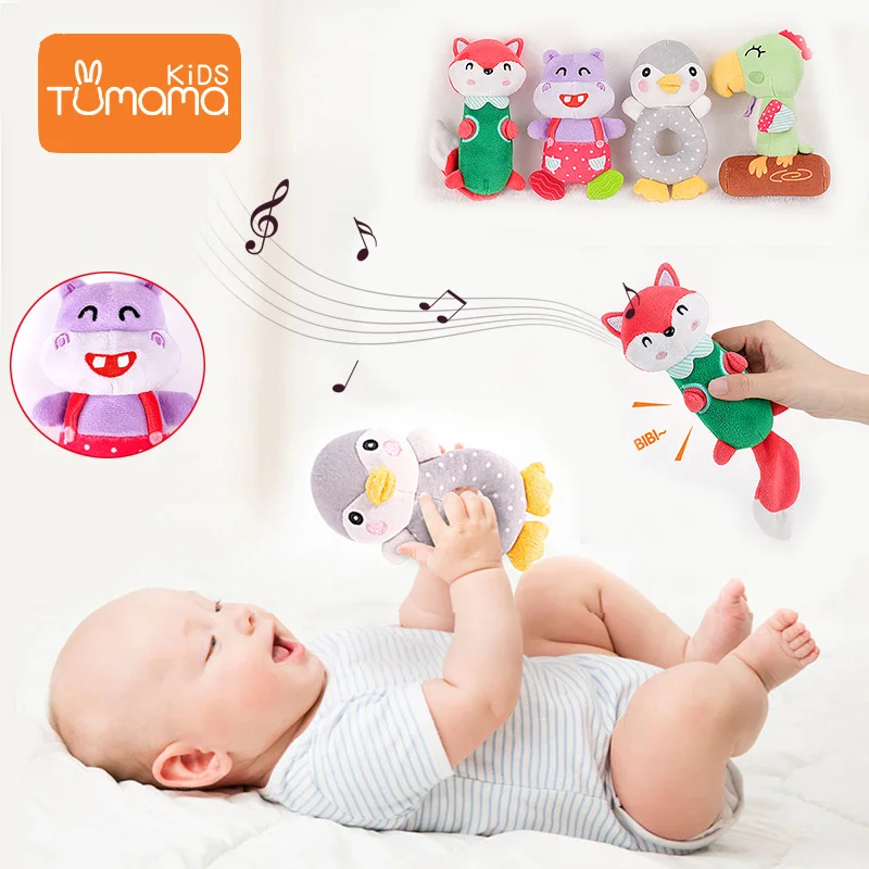 Tumama Детские Погремушки Мягкие Мультяшные детские игрушки 0 12 месяцев Плюшевые