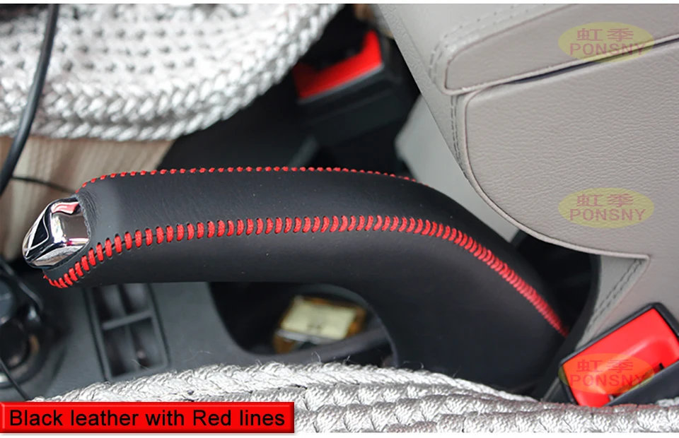 PONSNY автомобильный ручник чехлы Чехол для Chevrolet Aveo 2011- авто рукоятки ручного Тормоза Крышка черный/красный линии