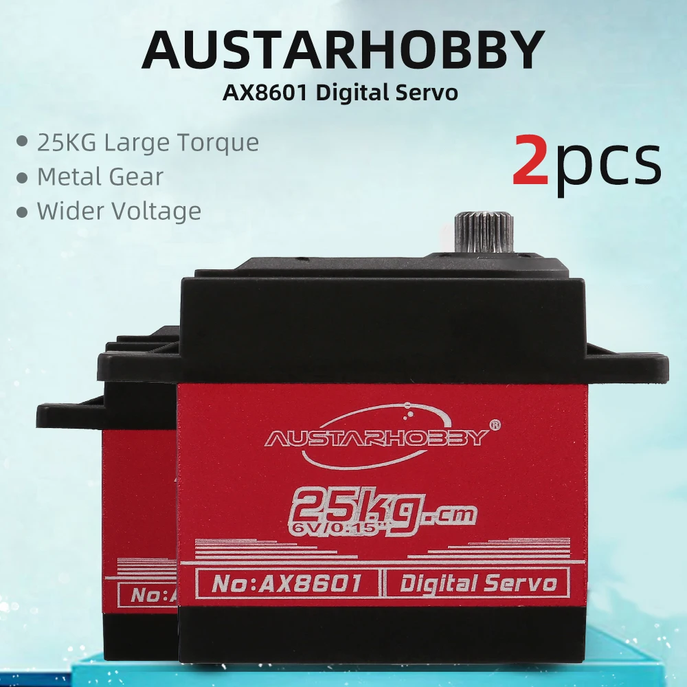2 шт. AUSTARHOBBY AX8601 цифровой сервопривод 25 кг металлическая шестерня с высоким