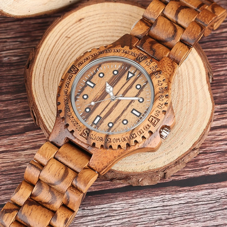 Luxury Sandalwood Zebra Full Wooden Watch Creative Geometry White Pointer Precision Scales Numbers Dial Men's Clock Fashion Gift 2017 Christmas Gifts (11)