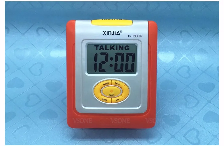 Английский говорящий ЖК-цифровой будильник для слепых или низкого видения оранжевый или желтый