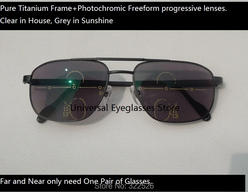 Pure titanium очки оправа + фотохромные freeform прогрессивные линзы multi focal Солнцезащитные