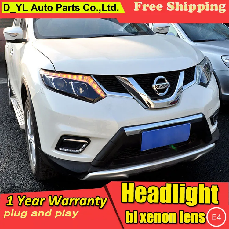 D_YL Car Styling for Nissan X Trail Headlights 2008 2015 X Trail LED Headlight DRL Lens Double