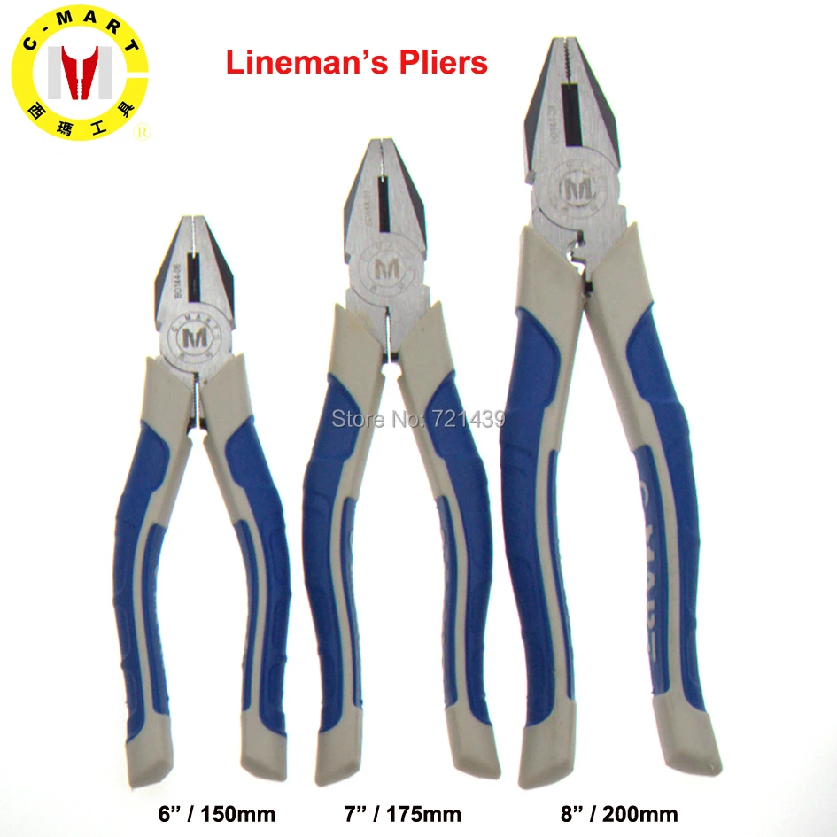 

C-MART tools 6Inch 7Inch 8Inch Industrial Grade Wire Cutter Cr-Mo Combination Pliers Diagonal Design Labor Saved B0144