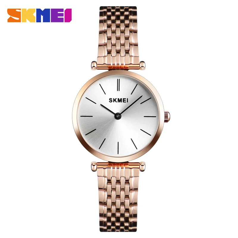 SKMEI Luxury Women Watch Quartz Wristwatches Fashion Casual Waterproof Quartz Watches Small Dial Ladies Watch reloj mujer 1458 - Цвет: Rose gold