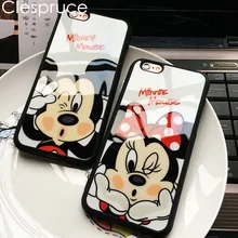 Clespruce Cartoon Mirror Mickey Mouse Minnie cover soft silicone Phone case For iPhone X 8 8plus