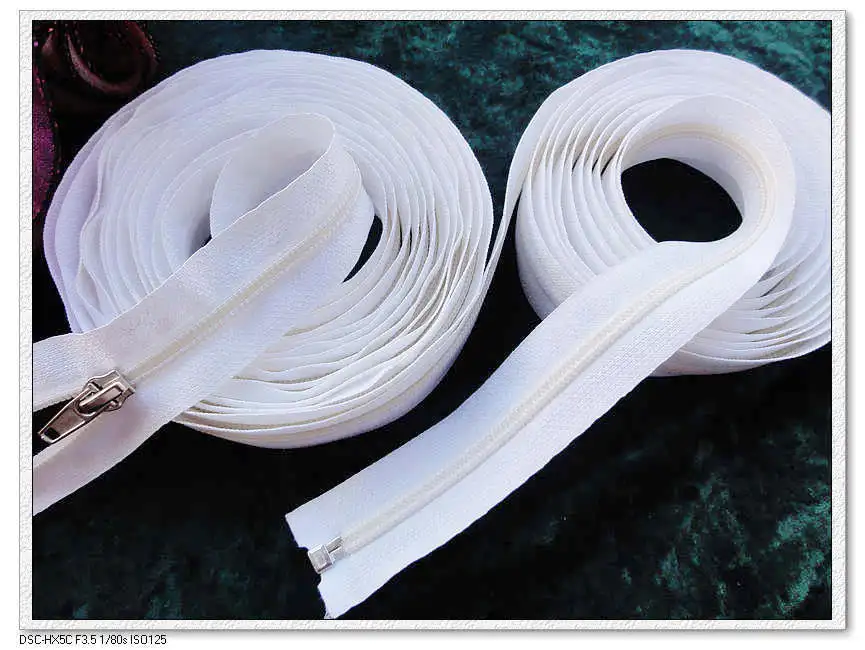 10meters/piece 5 nylon zippers for sewing mosquito net luggage tent zippers white free shipping