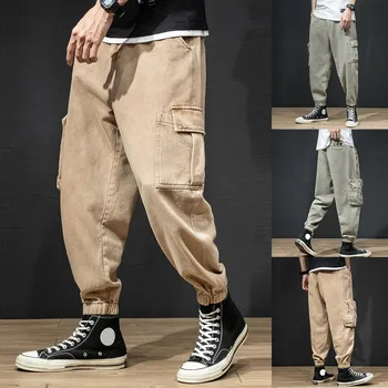 

KLV Men's pants 2019 fashion Men's summer new fashion work clothes casual solid color comfortable trousers multi-pocket 6.17