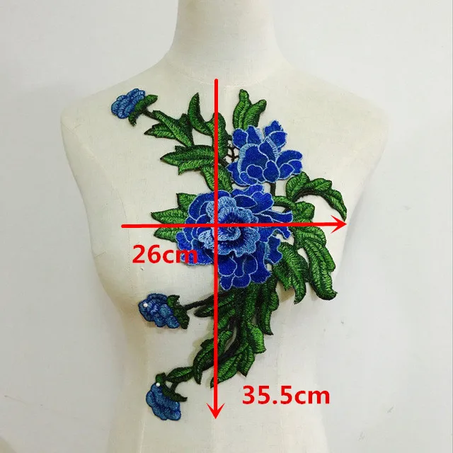 1 комплект Красивая Голубая Роза вышитый цветок цветочный воротник пришить нашивка аппликация значок бюст платье ручной работы ремесло ткань с орнаментом