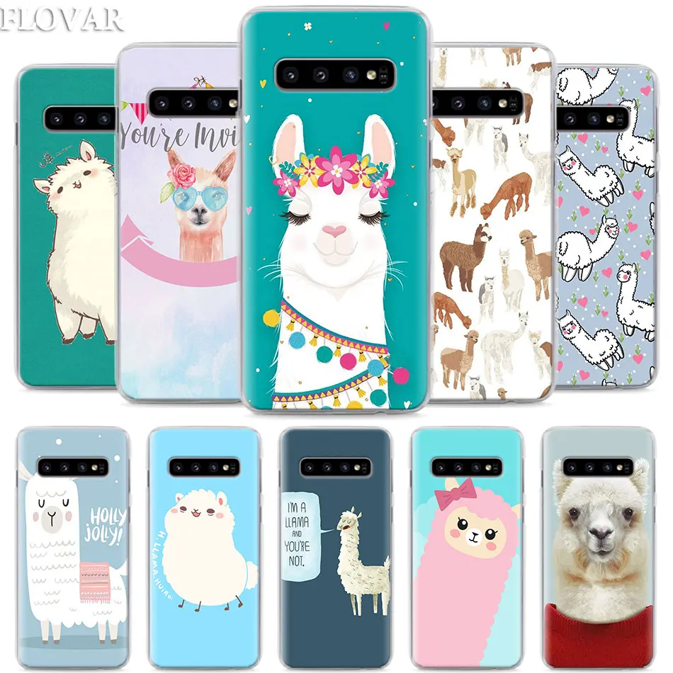 

Cute Lama Alpaca Phone Case for Samsung Galaxy S10e S10 Plus S7 S8 S9 Plus Note 8 9 M10 M20 M30 Hard Case Coque