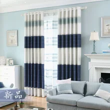 Chenille Tulle And Curtain For Living Room Blackout Fabric Drape Bedroom Striped Blue Blind Nordic Window Panel Thick Home Decor