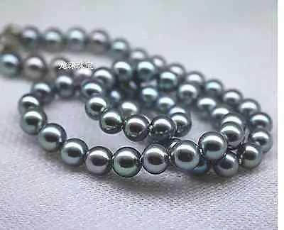 

Wholesale FREE SHIPPING elegant 9-10mm naturual sea silver gray pearl necklace 18inch14KGP