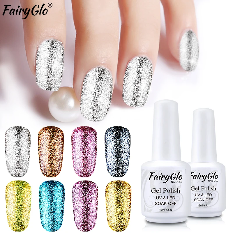 FairyGlo 15 мл Супер Bling Platinum Гель-лак блеск белая бутылка УФ гель лак для ногтей гель светодиодный праймер гель лак для ногтей эмаль