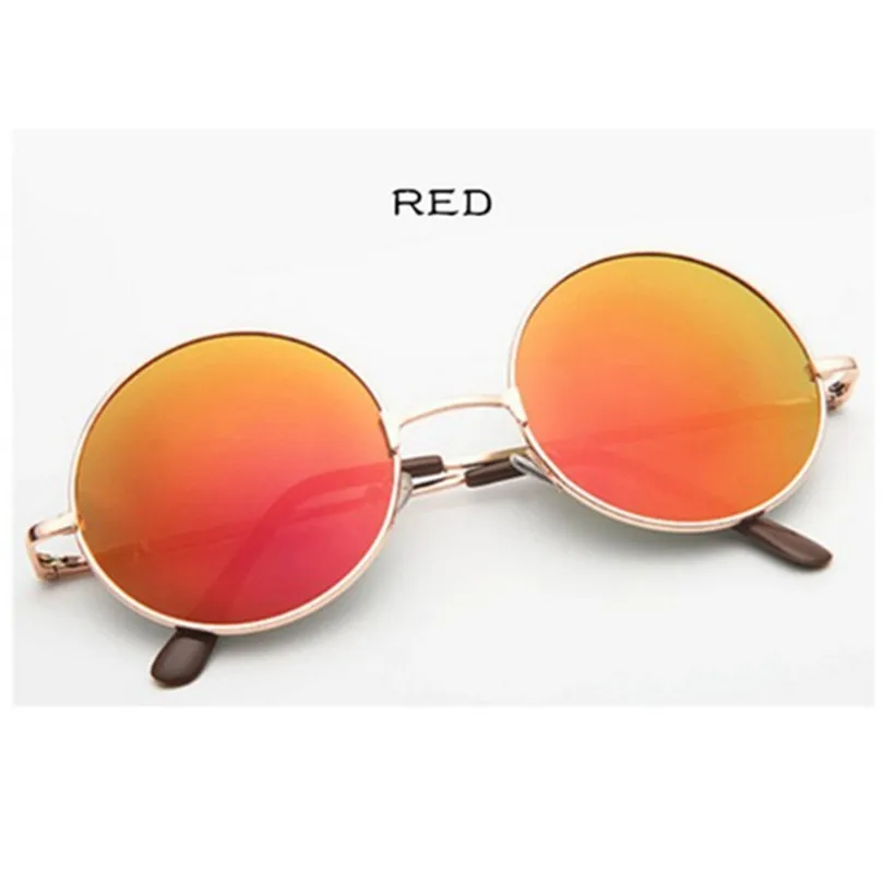 Mirrored Retro Round Sunglasses Men Women Brand Designer Female Male Sun Glasses Men's Women's Vintage Glasses - Цвет линз: Red