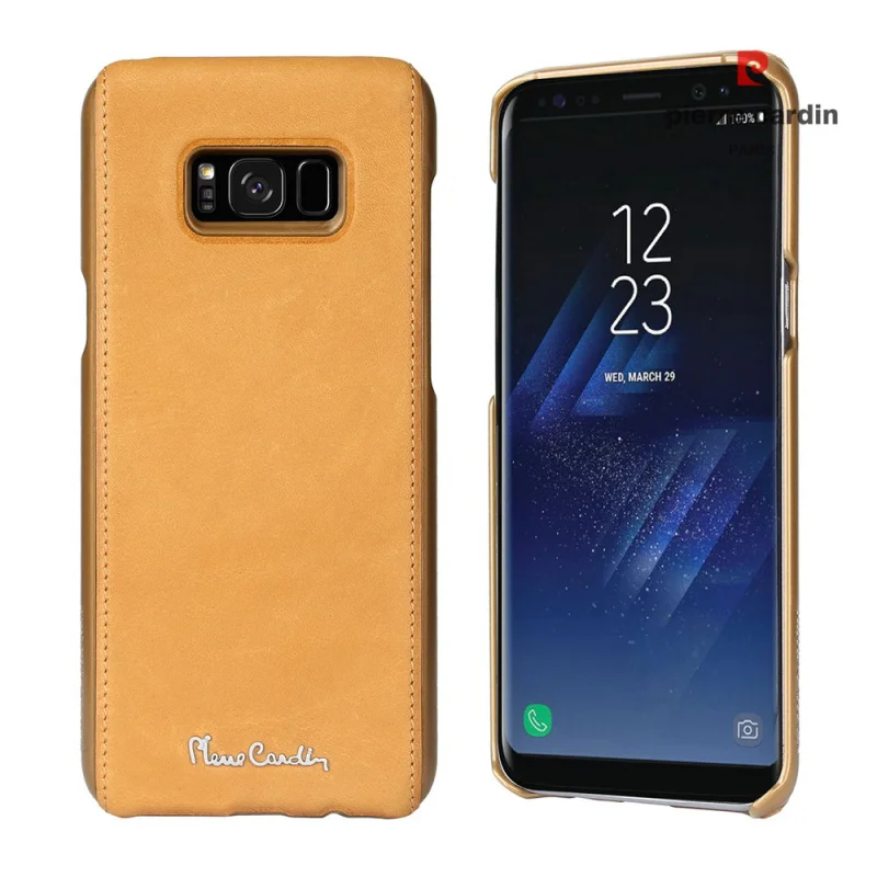 Чехол Pierre Cardin из натуральной кожи для samsung Galaxy S8/S8 Plus, роскошный тонкий жесткий чехол с металлическим логотипом для samsung S8, сумка - Цвет: yellow