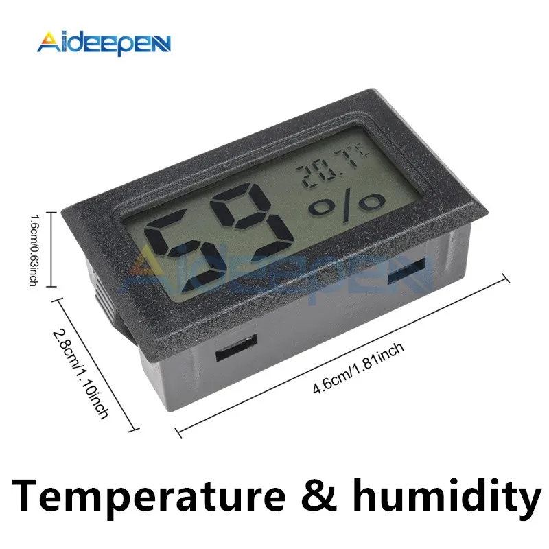 Мини-термометр гигрометр ЖК-цифровой датчик измерителя температуры и влажности тестер морозильника датчик температуры в помещении - Цвет: Black