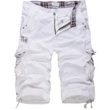 Новое поступление; Женские однотонные туфли свободного покроя длиной до колен мужские шорты-карго укороченные штаны мульти-карман оснастки Шорты Большие размеры хлопок Шорты для мужчин