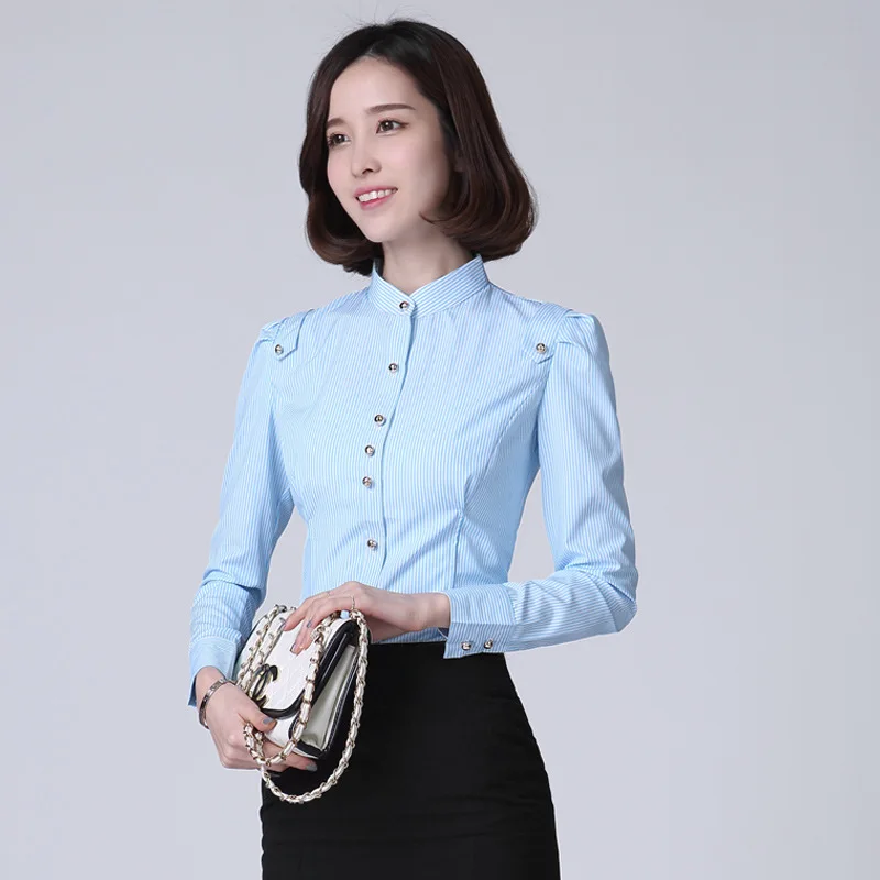 Las mujeres blusas 2019 nueva moda Primavera Oficina dama manga larga cuello camisas formales de gasa básica Tops Ropa de Mujer