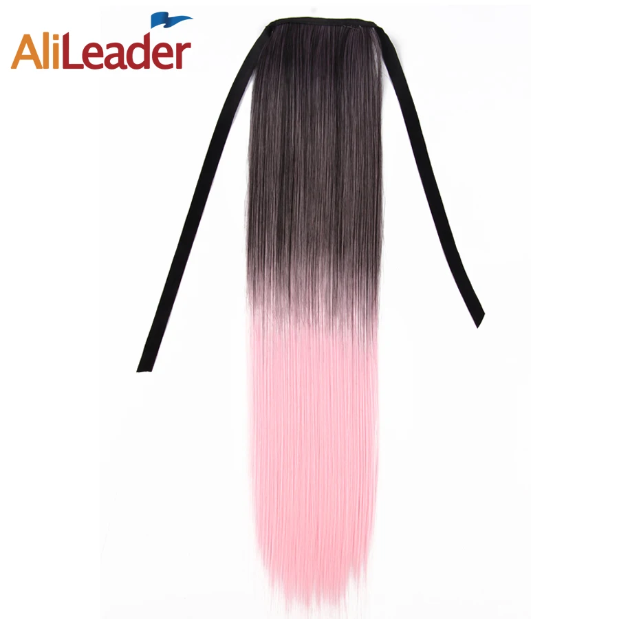 

Alileader Ponytail Synthetic 20" Two Tone Ombre Claw On Ponytails Red Clip In Hair Extensions Hair Pieces For Women Fake Hair