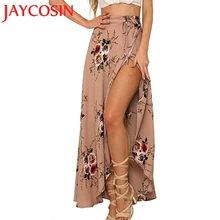 JAYCOSIN Женская высокая талия Boho Асимметричный Сплит концы печать песчаная пляжная Женская юбка юбки Прямая поставка 18 июля
