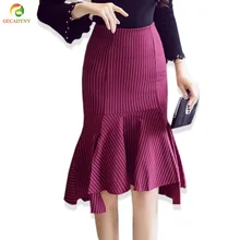 Летние Осенние женские полосатые юбки русалки, женские длинные миди юбки с завышенной талией, посылка с оборками, юбки с неровным подолом размера плюс S-5XL
