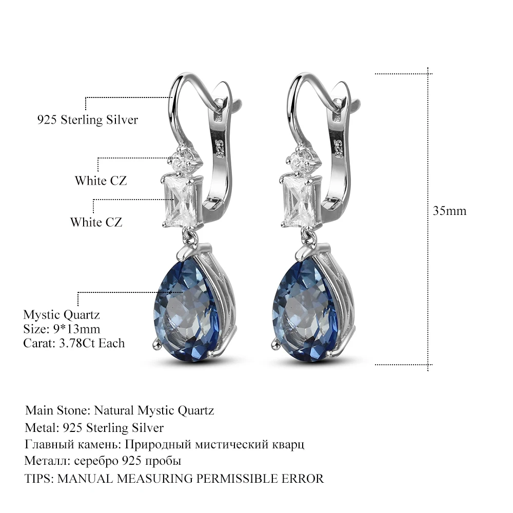 Женские модные серьги Gem's Ballet натуральный иолит Синий Мистический кварцевый