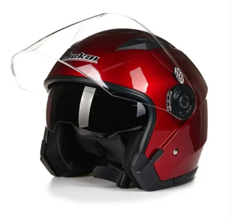 Мотоциклетный открытый шлем гоночный шлем мотоциклетный задний JIEKAI двойной объектив - Цвет: Красный