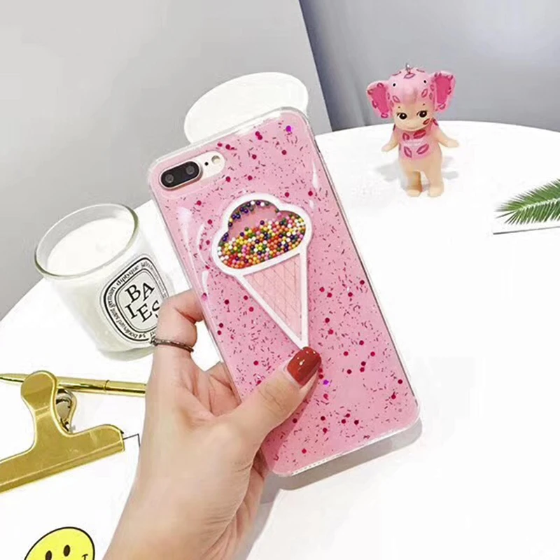 3D Dynamic Ice Cream Phone Case For iphone X Case Fashion Glitter Bling Back Cover Lovely Cartoon Cases For iphone X 10 Capa (17)