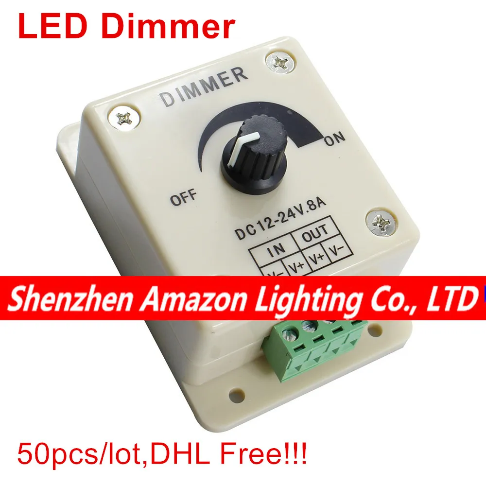 50pcs led dimmer DC 12 24V 8A Light Dimmer Bright Brightness Adjustable