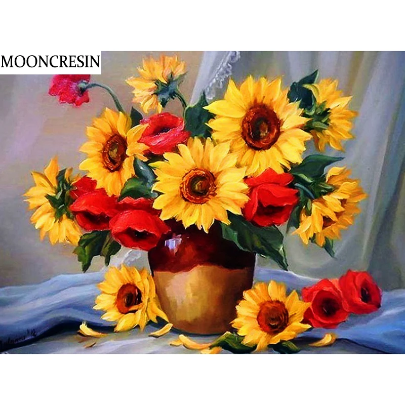 

5D Diy Diamond Painting Full Square Sunflowers and Roses Diamond Embroidery Mosaic Picture Of Rhinestone Cross Stitch Home Decor
