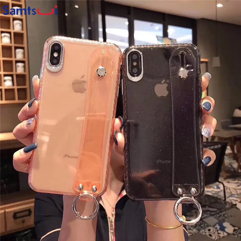 

Glitter Wrist Bracket Transparent TPU Case For IphoneXR X XS XSMAX 8 7 Plus 6 6S Luxury Shiny Cover Coque Capas