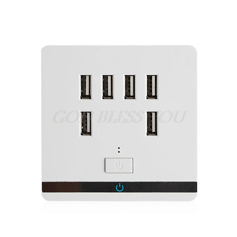 

3.4A 6 Port USB Wall Charger Outlet Power Receptacle Socket Plate Panel Switch