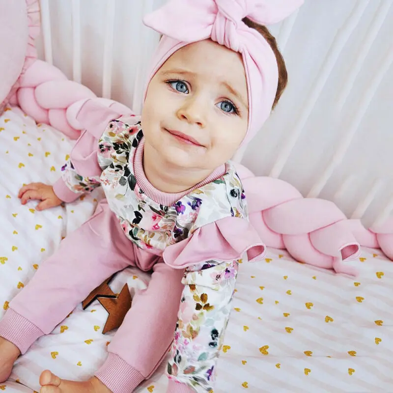 

Sweet Infant Baby Girl Clothes Long Sleeve Flower Tops+Pants 3PCS Outfit Autumn