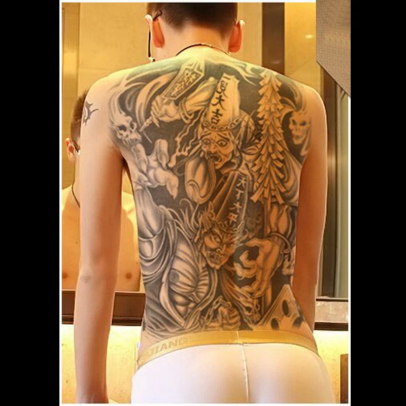Kreatif Palsu Tato Tubuh Seni Keren Besar Tato Sementara Penuh Seluruh Kembali Tubuh Seni Tato Stiker Pria Besar Yang Dapat Dilepas Tahan Air Stickers Men Tattoo Stickertattoo Sticker Men Aliexpress