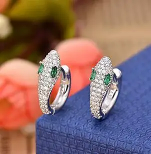

1 Pair The personality of the fashionable snake like bright Zircon Earrings Earring women sterling--jewelry